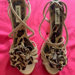 Bebe Leopard flower heel